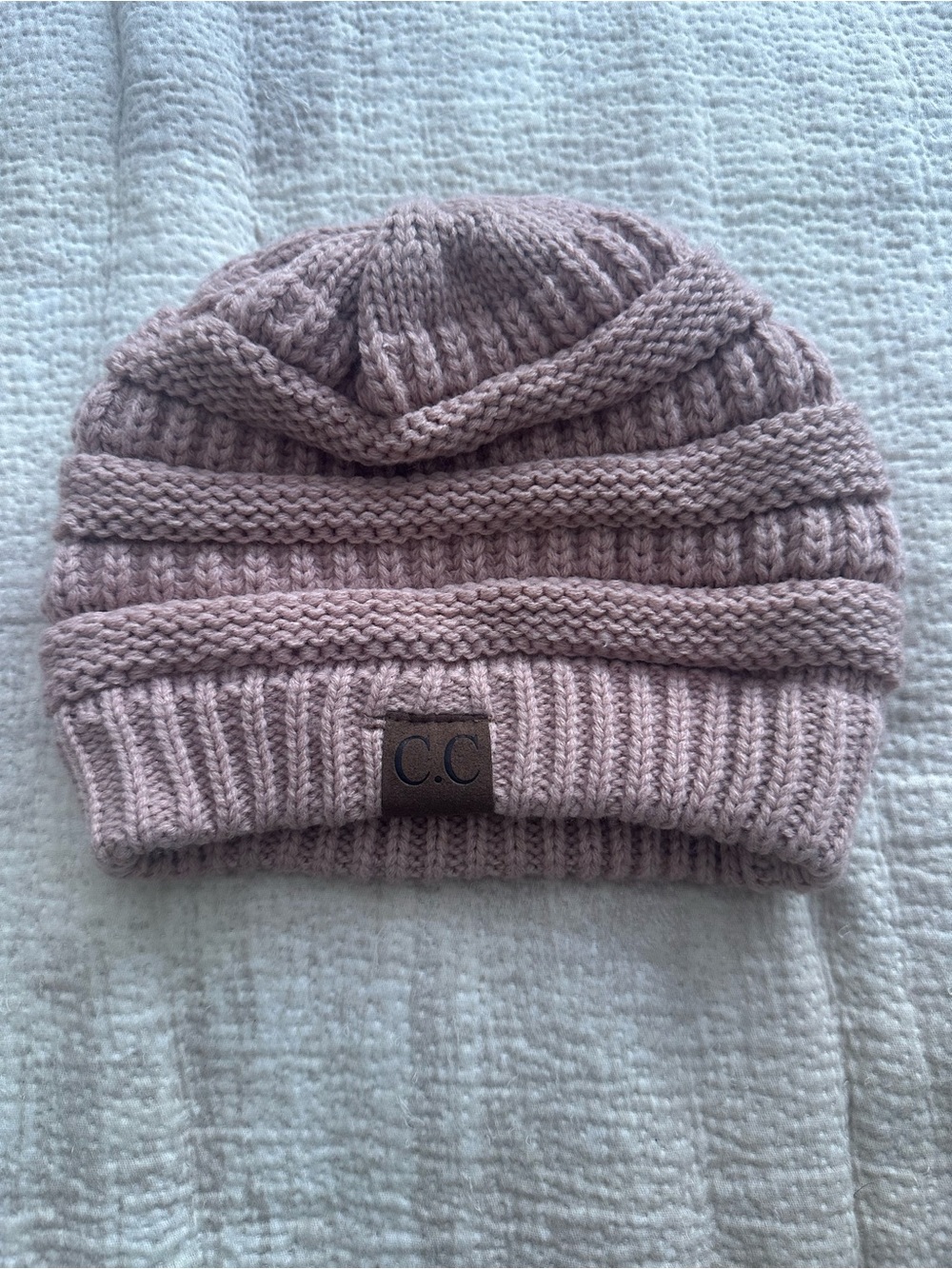 C.C Blush Ribbed Knit Hat